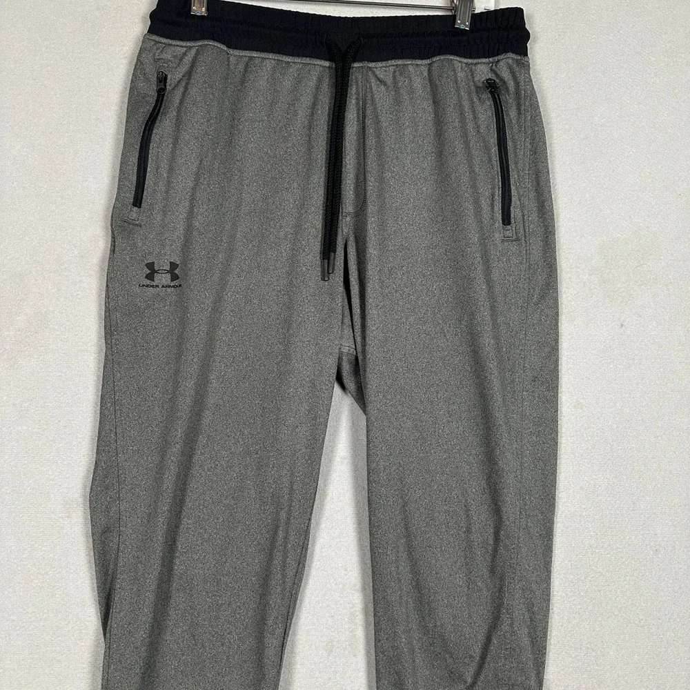 Under Armour Joggers Mens Large Loose Fit Grey Heathered Zipper Pockets Athletic